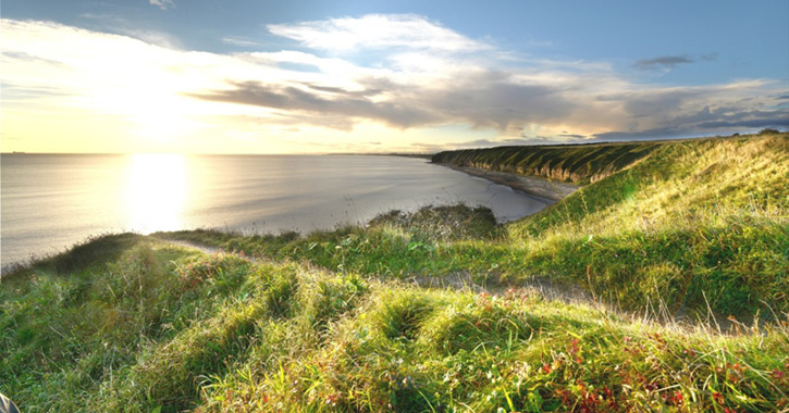 sunrise over the cliffs of the Durham Heritage Coast